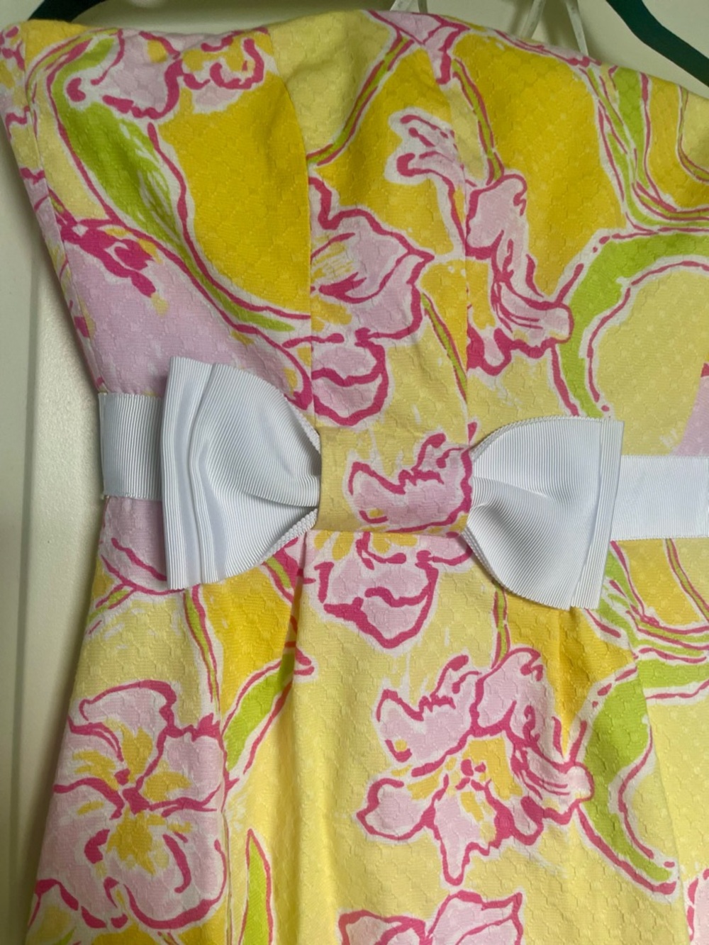 Lilly Pulitzer Yellow Strapless Floral Dress with Pink Accents - Picture 3 of 4